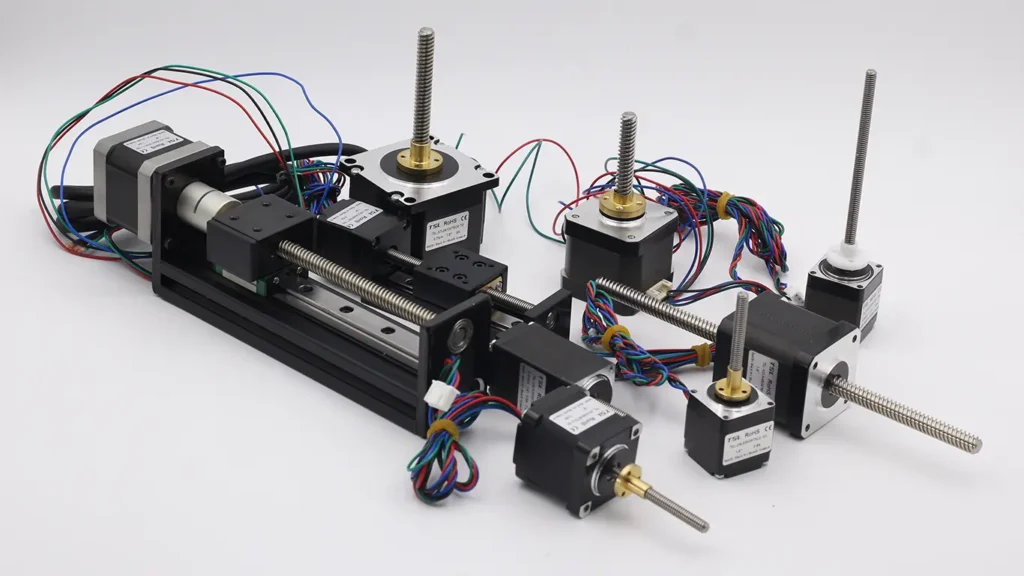 High-precision hybrid stepper linear actuators featuring integrated T-type, ball, and roller screws in external, non-captive, and captive designs for automated motion control