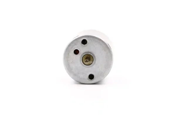 370 dc motor front view mounting holes Front view of 370 DC motor showing 2-M3 threaded mounting holes and 2mm metal output shaft
