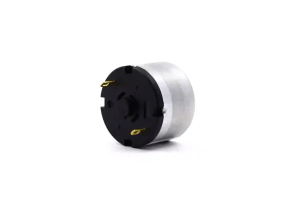 Rear end cap view of 520 dc motor with brass soldering terminals