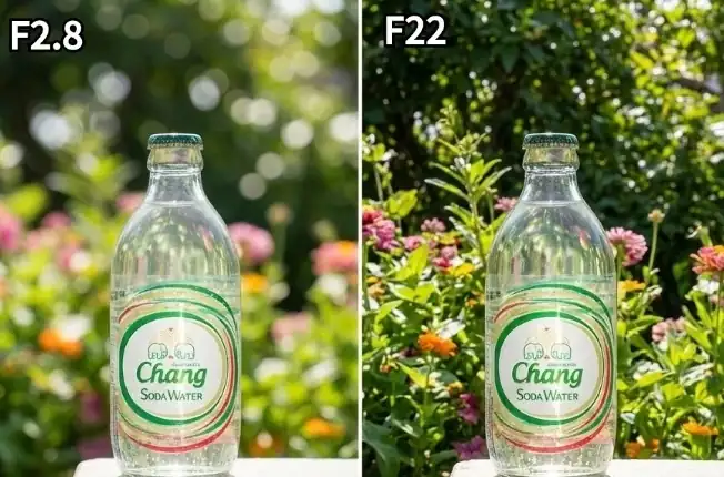 Depth of field comparison at different apertures