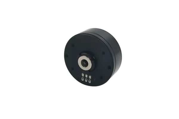 Angled back view of the brushless gimbal motor showcasing the compact profile and connection interface