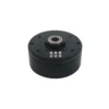 Rear view of the brushless gimbal motor showing the connection pins and central rotary magnet mechanism