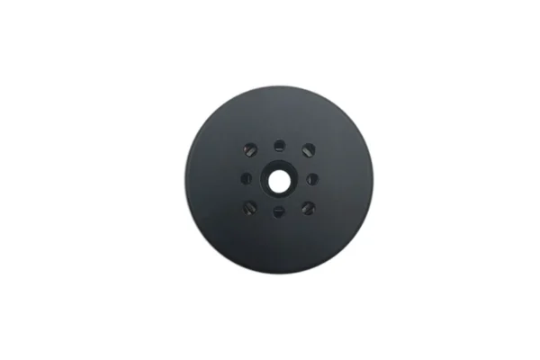 Flat top-down view of the brushless gimbal motor front face with 8-hole mounting pattern.