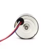 Bottom view of TSL-BLDC-3625 motor showing the rear wire exit and color coded leads