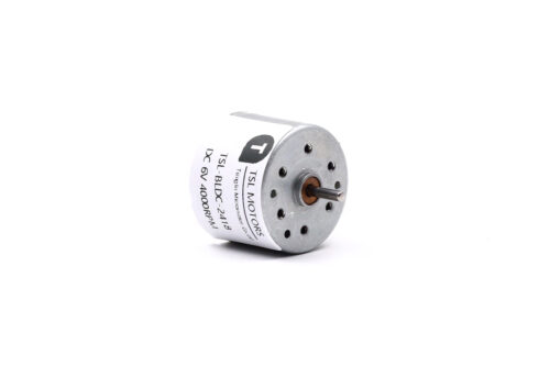 Small brushless DC motor front view highlighting compact diameter and mounting holes