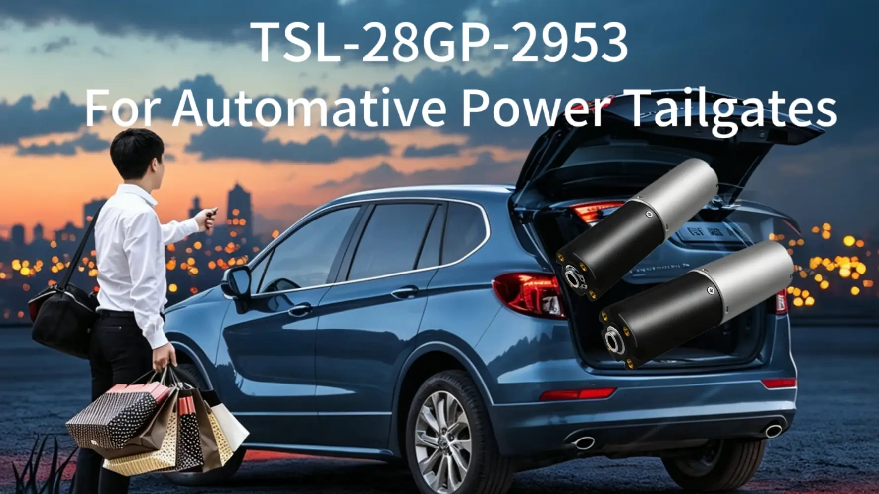 TSL-28GP-2953 integrated plastic planetary gear motor for automotive power tailgate electric support struts
