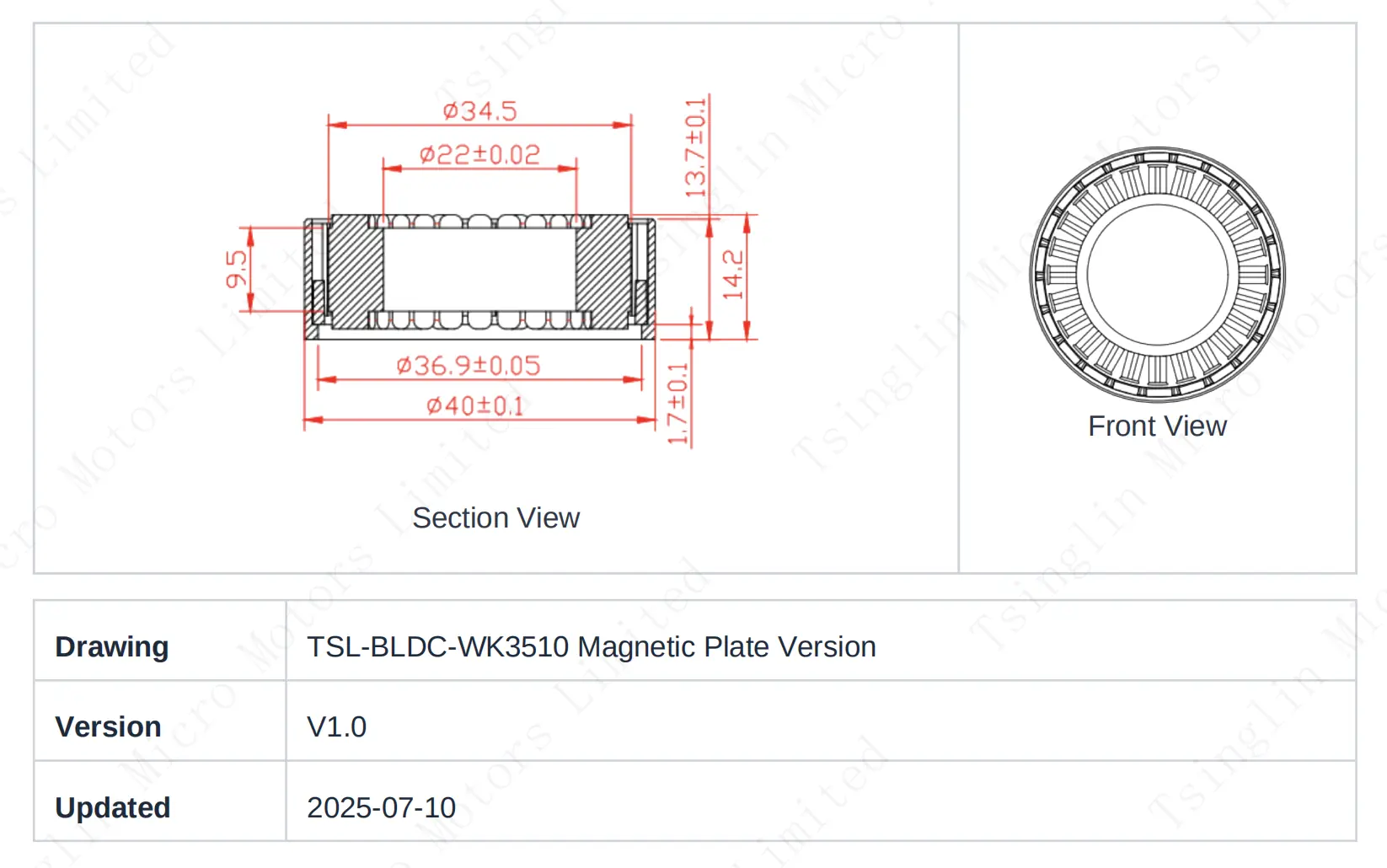 tsl bldc 3510 magnetic plate motor dimensions