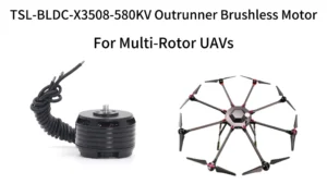 TSL-BLDC-X3508-580KV outrunner brushless motor paired with a multi-rotor drone for industrial and consumer applications