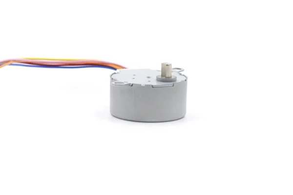 12V DC micro stepper louver motor showing the D-shaped metal output shaft