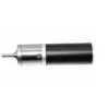 Side profile view of a 16mm DC gear motor with a D-cut output shaft