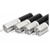 A row of four TSL-PG16-KW1636 16mm DC planetary gear motors showing the output shafts and silver metal gearboxes