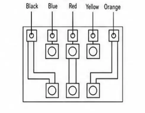 Electrical wiring diagram showing lead colors for the louver motor