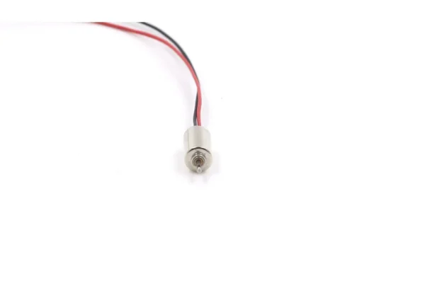 Front view of 408 coreless micro dc motor showcasing the miniature output shaft and metallic front bearing