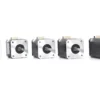 Front face view of five NEMA 17 42mm stepper motors showing D-cut shafts and mounting holes