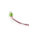 Rear view of 4mm coreless micro dc motor featuring a green end cap with pre-soldered red and black lead wires