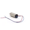 615 coreless motor rear view lead wires Rear view of 615 coreless motor showcasing the end cap and red/blue AWG lead wires