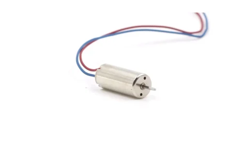 TSL 716 coreless motor with 7mm diameter and 16mm body length showing the front shaft and wiring