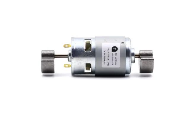 dc vibrating motor 4000 8000 rpm label DC vibrating motor with product label showing TSL Motors 6V 2000RPM
