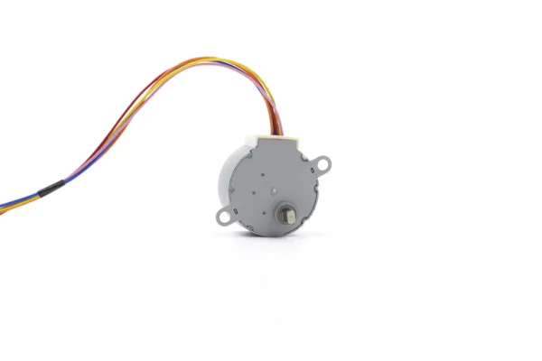 Front face view of a louver motor with dual mounting holes and output shaft