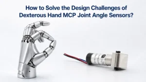 Robotic dexterous hand and motor with driver, illustrating solutions for MCP joint angle sensors design challenges