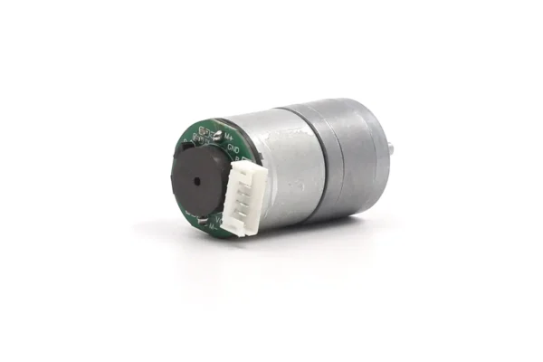 micro dc gear motor hall encoder magnetic disc Rear view of 25mm DC motor integrated with dual-channel Hall effect encoder and 6-pin terminal block