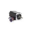 Front square faceplate view of a NEMA 11 non captive linear stepper motor with a 5mm stainless steel lead screw