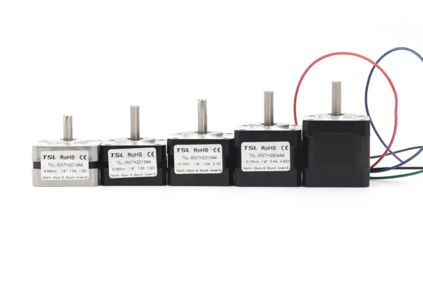 Side-by-side comparison of NEMA 14 stepper motor models including TSL-35STH2013A4, 2310A4, and 2804A4