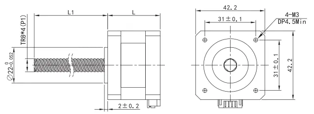 nema 17 hybrid stepper linear actuator 42 le series outline drawing nema 17 hybrid stepper linear actuator 42 le series outline drawing