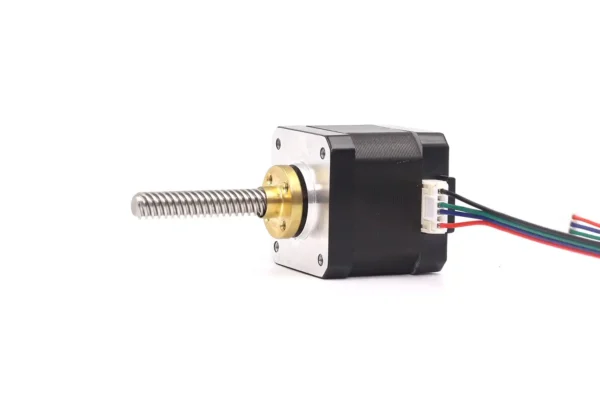 nema 17 linear stepper motor connector port top view Top view of NEMA 17 linear stepper motor showing integrated JST wire connector port