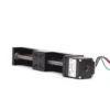 Rear view of NEMA 11 stepper motor on linear slide actuator showing wiring outlet