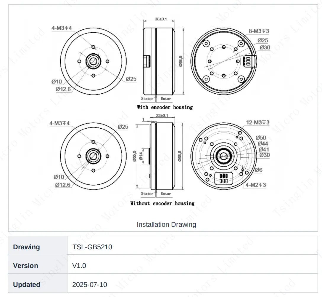 tsl gb5210 motor dimensions installation drawing