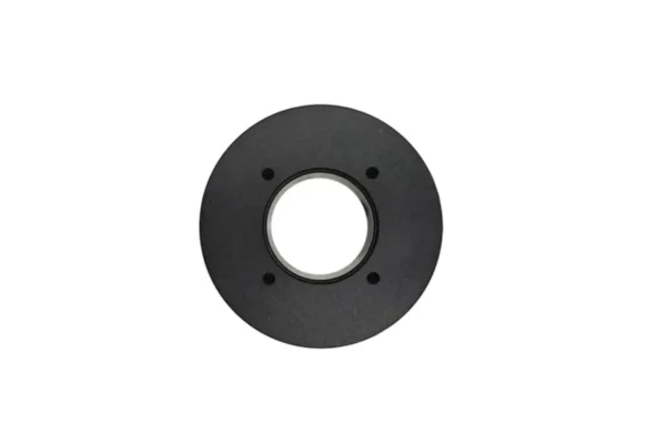 Top-down flat view of TSL-GB7215 brushless gimbal motor showing the smooth black anodized casing surface, precision hollow shaft center bore, and 4 symmetrical mounting holes