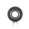 Bottom view of TSL-GB7215 hollow shaft brushless motor, revealing the internal stainless steel ball bearing ring, outer mounting threads, and three silicone-insulated phase wire leads