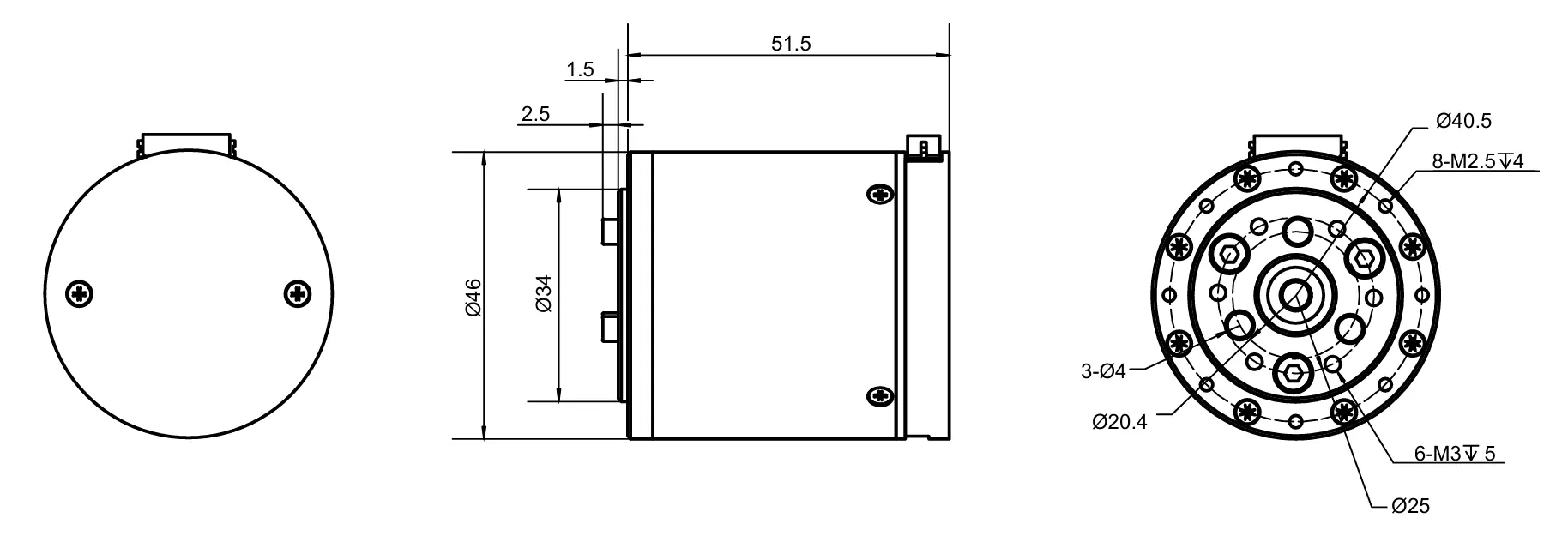 tsl gim3510 8 dimension technical drawing 2D technical engineering drawing with dimensions for TSL-GIM3510-8