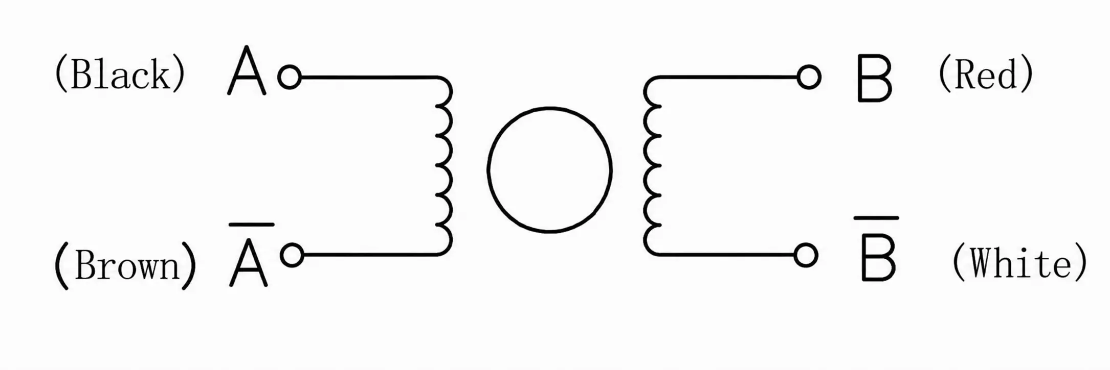 Internal coil schematic diagram for 2 phase 4 wire micro stepper motor