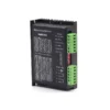 Isometric front view of DM542 digital microstep driver showing current and pulse dip switch tables