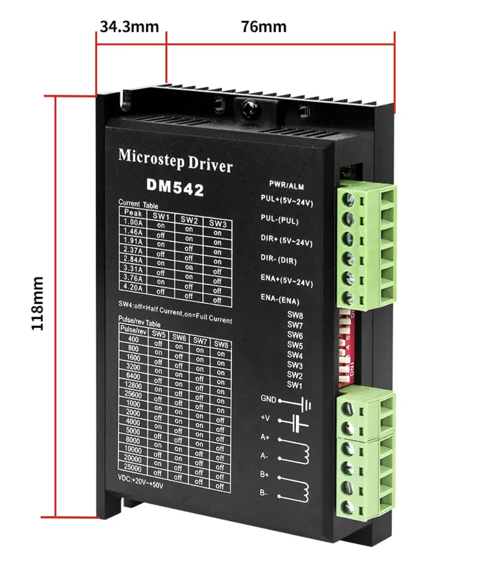 dm542 driver dimensions size