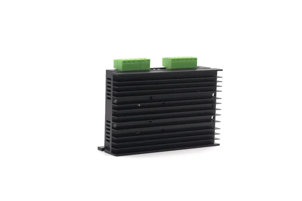 Rear view of DM542 stepper motor driver showing integrated black anodized aluminum heatsink