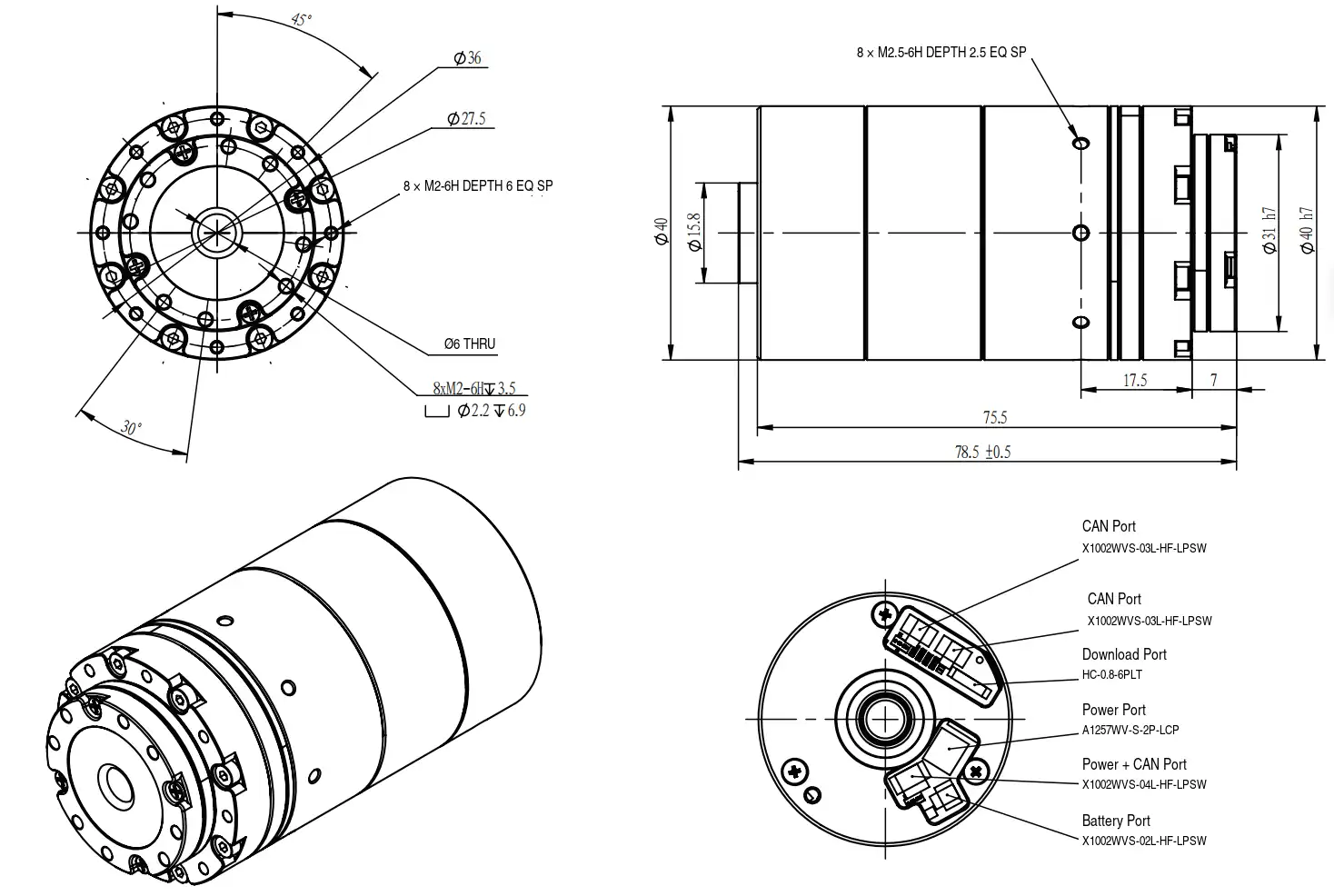 harmonic gear motor tsl cra ri30 40 can with brake TSL-CRA-RI30-40 CAN communication harmonic gear motor technical schematic with brake