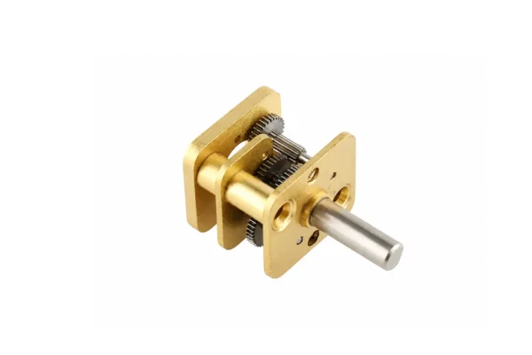Rear angle view of the micro spur gearbox focusing on the motor input mounting interface