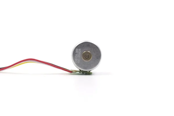 Rear flat face of 2 phase 4 wire micro stepper motor showing product model numbers