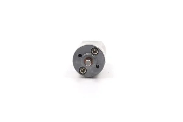 Front face of 050 gear motor showing M2 mounting holes and D-shaped shaft