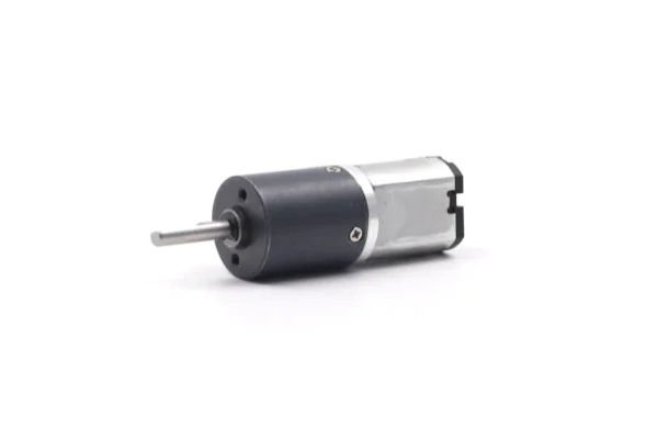 High-torque small DC planetary gear motor angled side view