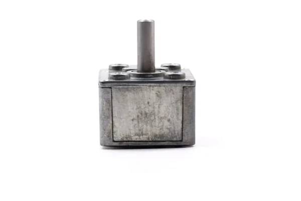 Back view of 4632-370 right angle worm gearbox solid metal housing