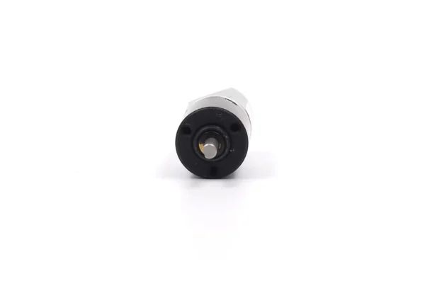 Front face perspective of DC planetary geared electric motor output shaft