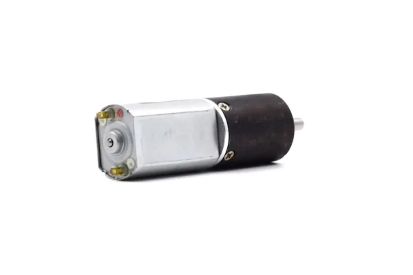 Angled rear view of TSL-20GAY-180 low speed high torque DC motor displaying body construction and connection points