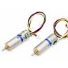 Pair of 10mm mini geared stepper motors with brass shaft collar and pre-attached lead wires