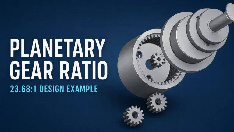 Planetary gearbox used for a 23.68:1 gear ratio calculation