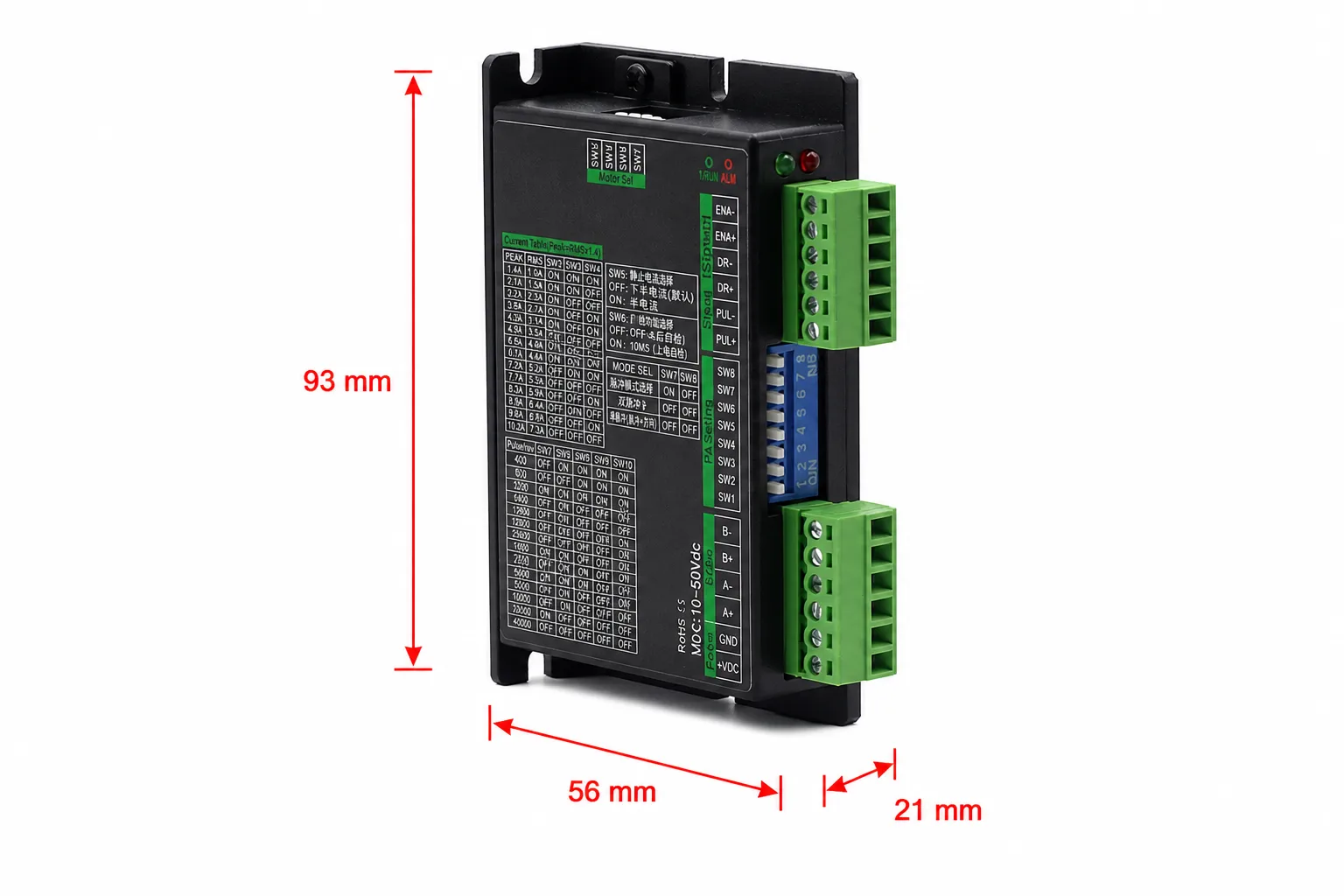 ST2-PLUS microstep stepper motor driver dimensions and mounting specifications