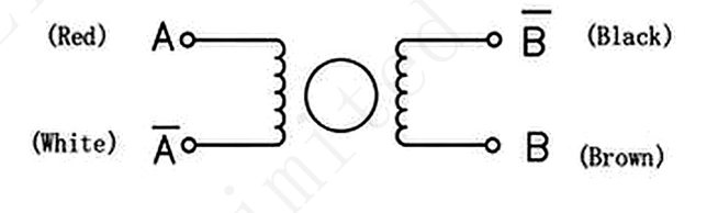2-phase 4-wire bipolar connection diagram for TSL-GB50-SM10 gear reduction stepper motor